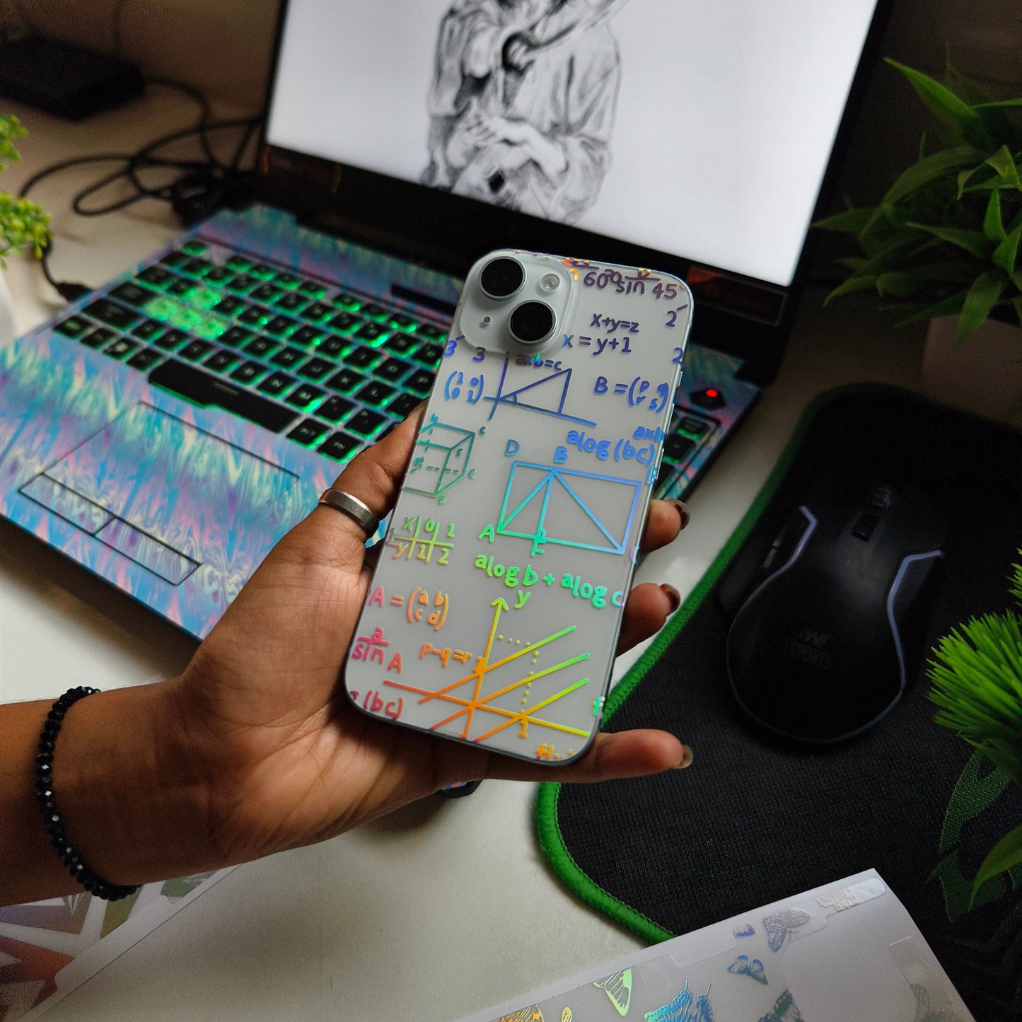 Abstract Algebra 3D Rainbow Transparent Mobile Skin Wrap - (Installation Kit Included)