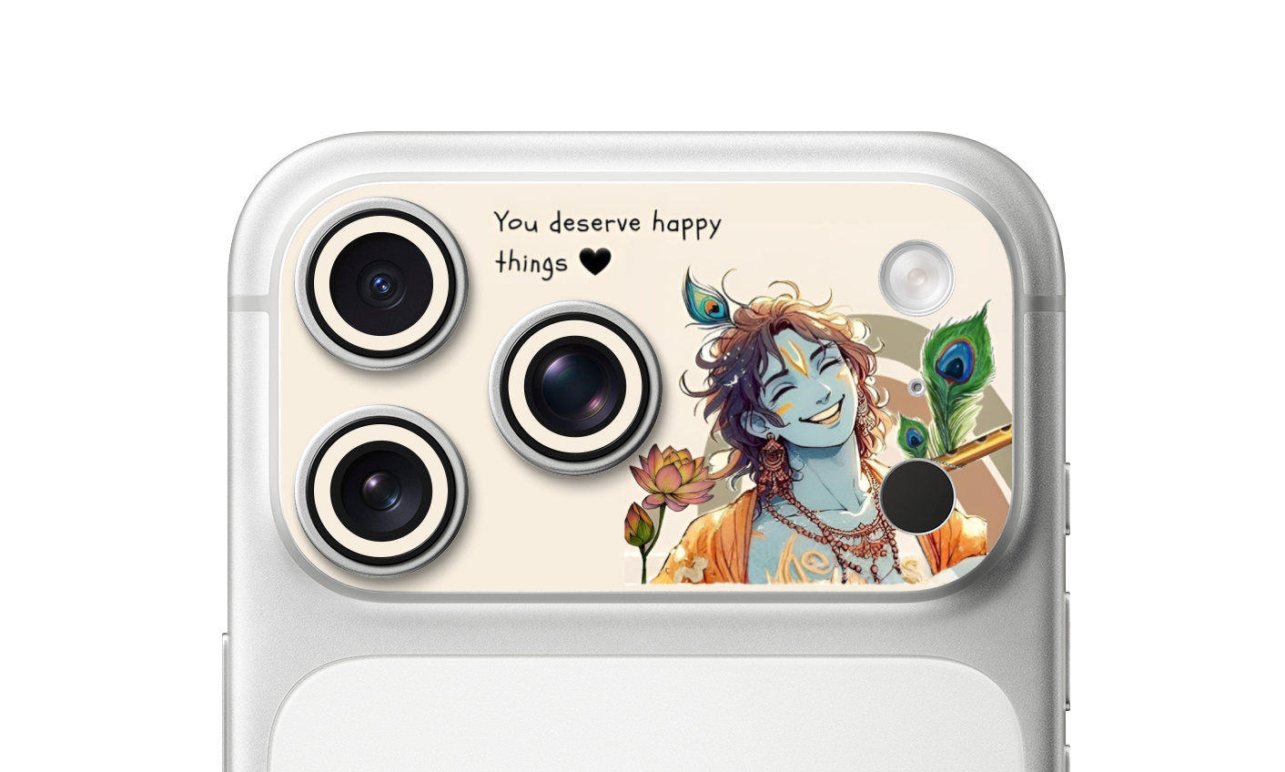 Krishna You Deserve Happy Things – iPhone 17 Pro & 17 Pro Max Camera Skin