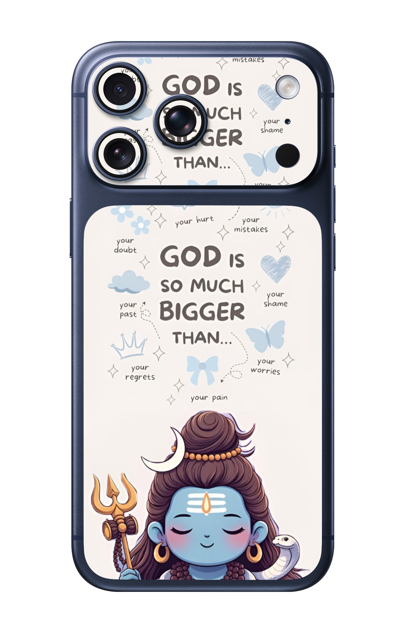 Cute Mahadev Quote Camera & Pocket Edition Mobile Skin for iPhone 17 Pro & 17 Pro Max