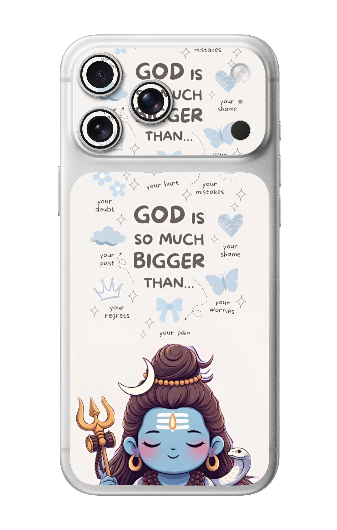 Cute Mahadev Quote Camera & Pocket Edition Mobile Skin for iPhone 17 Pro & 17 Pro Max