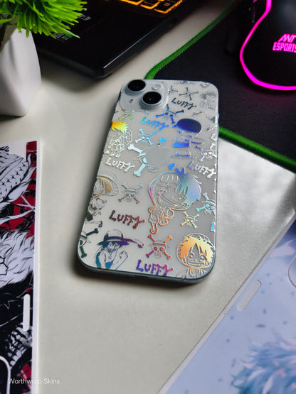 One Piece 3D Rainbow Transparent Mobile Skin Wrap - (Installation Kit Included)