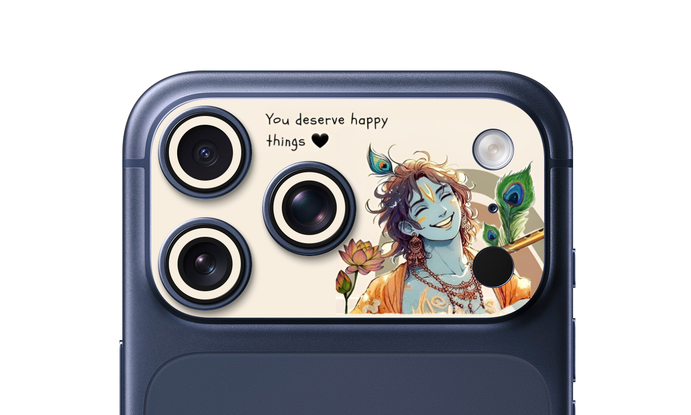 Krishna You Deserve Happy Things – iPhone 17 Pro & 17 Pro Max Camera Skin
