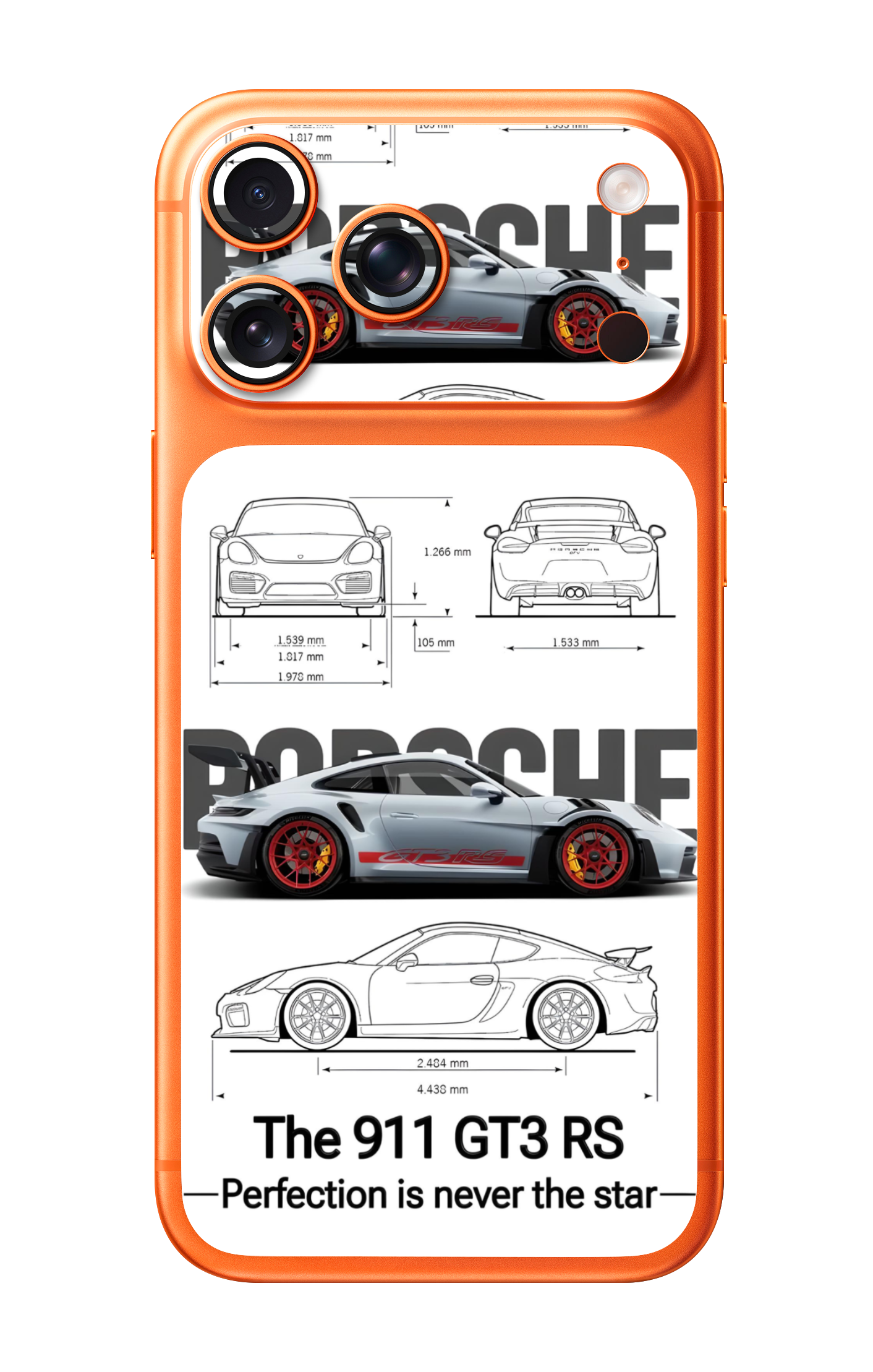 Porsche 911 GT3 RS Blueprint Camera & Pocket Edition Mobile Skin for iPhone 17 Pro & 17 Pro Max