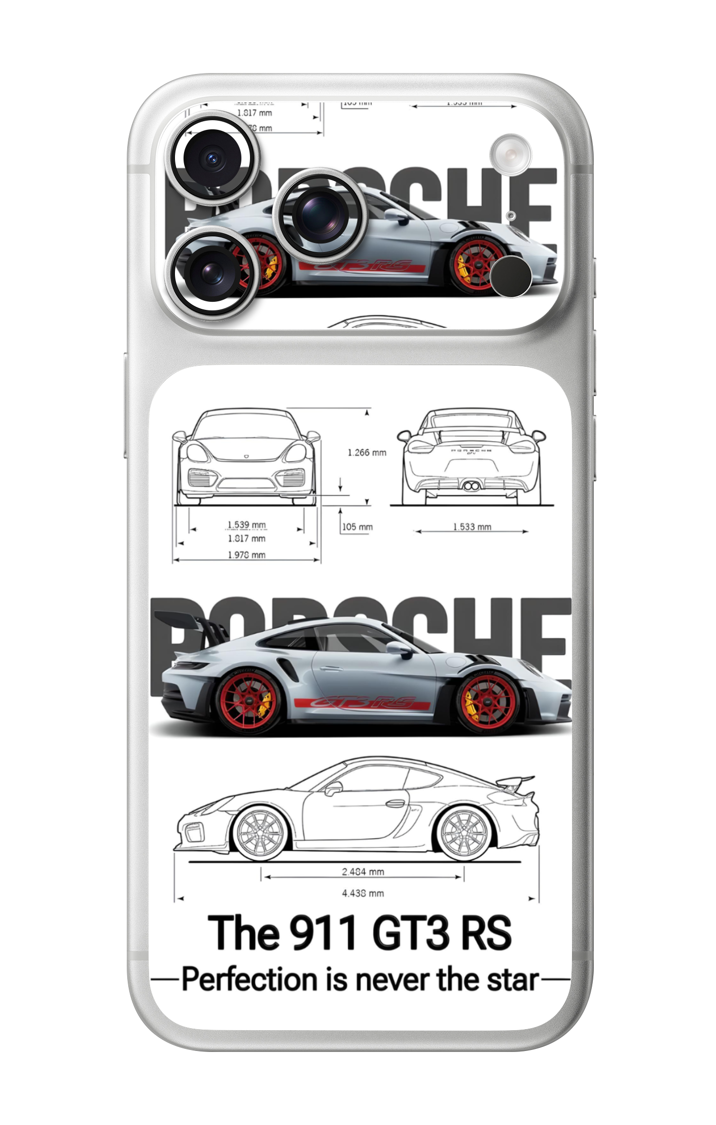 Porsche 911 GT3 RS Blueprint Camera & Pocket Edition Mobile Skin for iPhone 17 Pro & 17 Pro Max