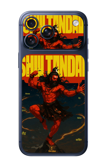 Shiv Tandav Rudra Avatar Bold Typography Camera & Pocket Edition Mobile Skin for iPhone 17 Pro & 17 Pro Max