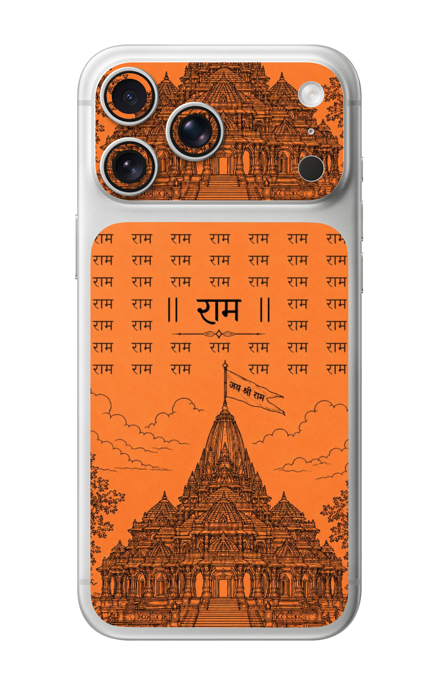 Shree Ram Mandir Ayodhya Saffron Camera & Pocket Edition Mobile Skin for iPhone 17 Pro & 17 Pro Max