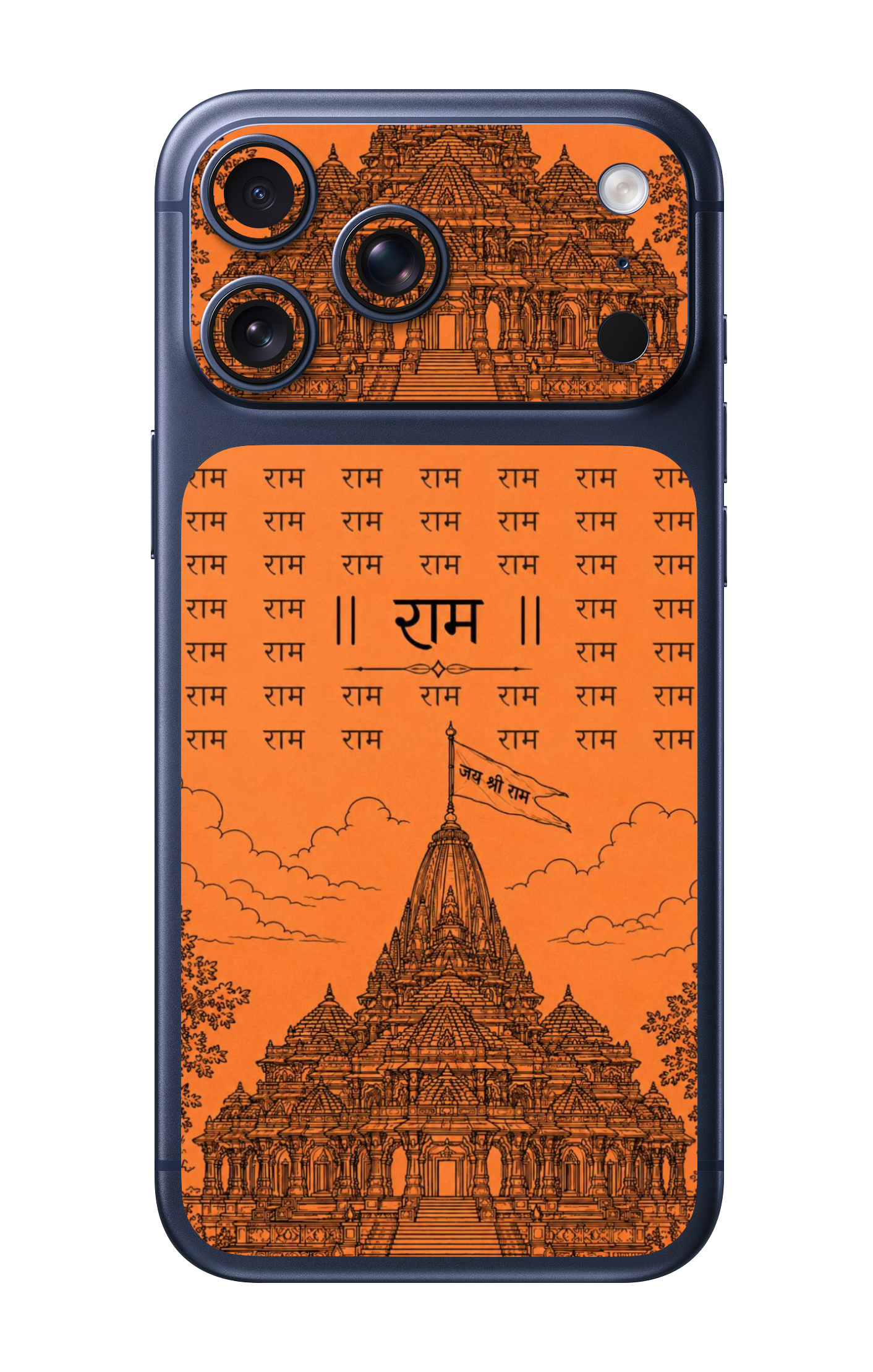 Shree Ram Mandir Ayodhya Saffron Camera & Pocket Edition Mobile Skin for iPhone 17 Pro & 17 Pro Max